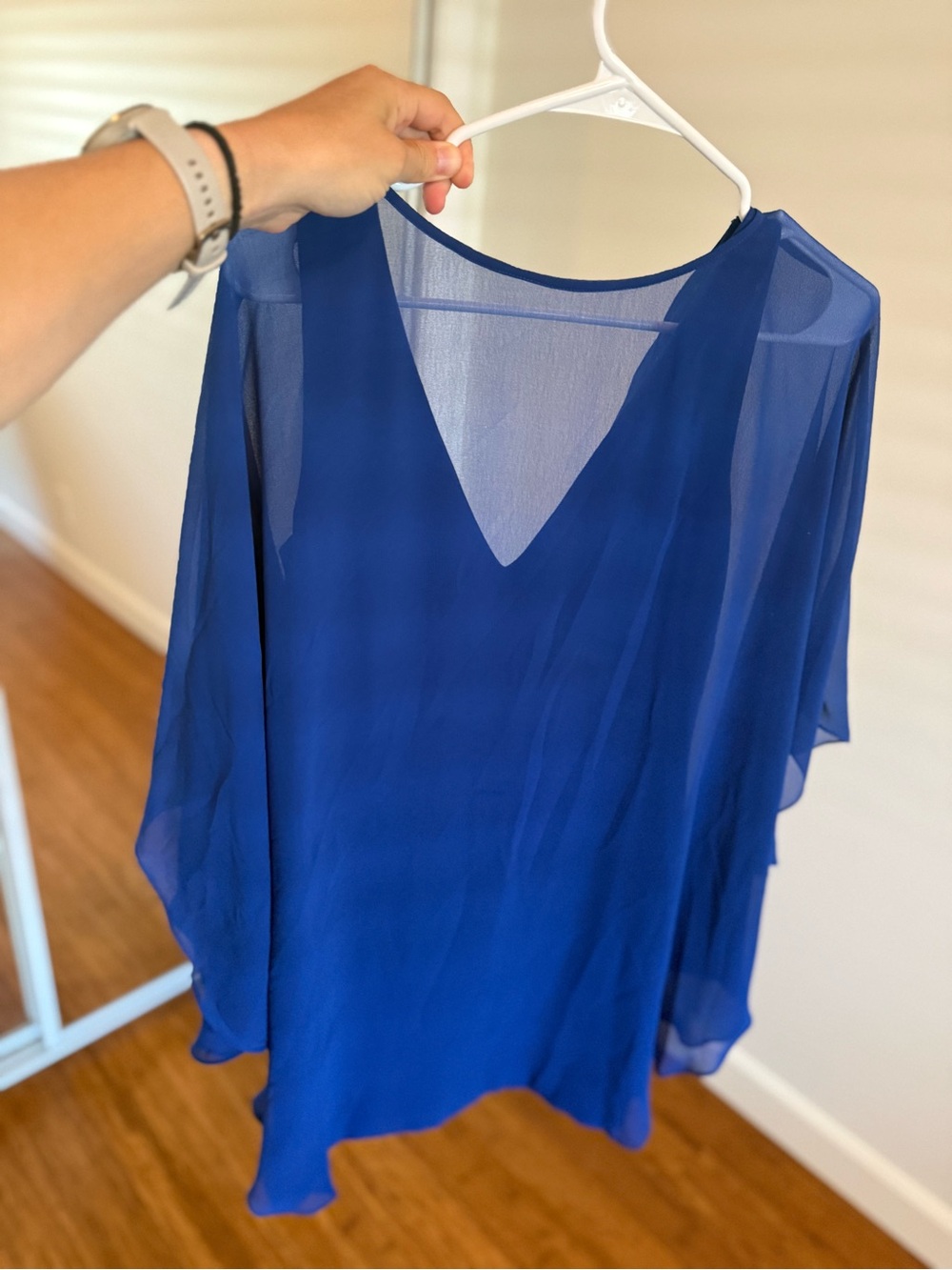 Blue Cocktail Dress with Sheer Poncho!